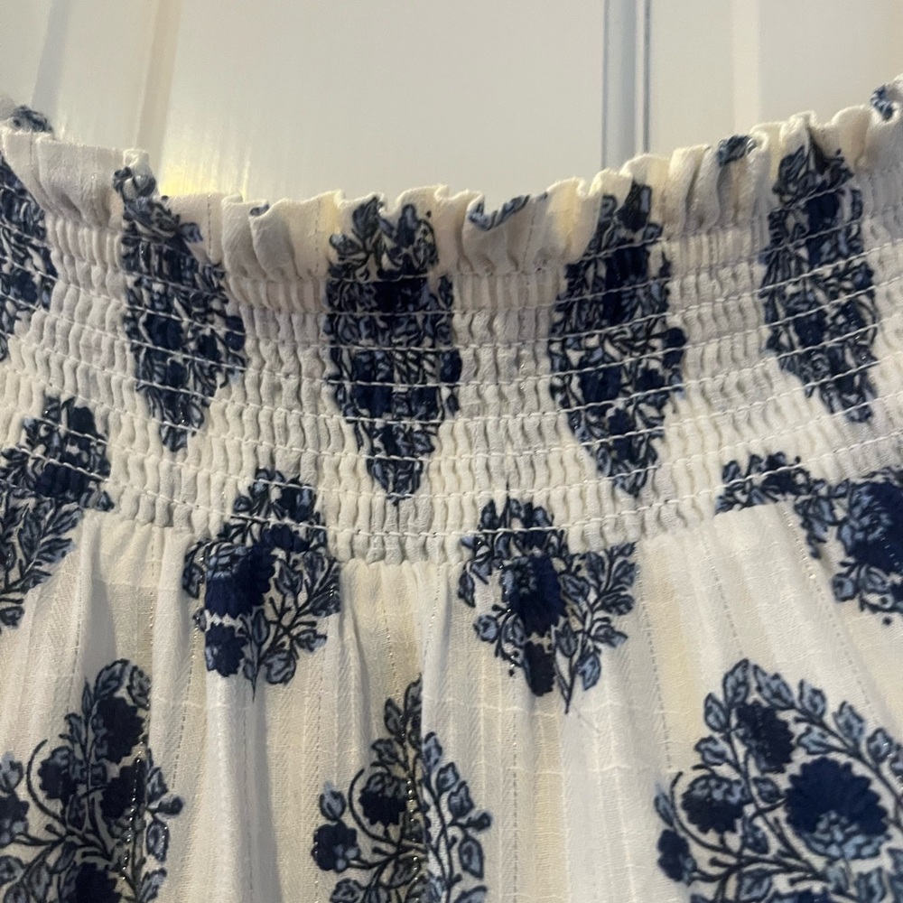 J. Crew White Mini Dress with Navy Blue Medallion Print - Picture 3 of 8